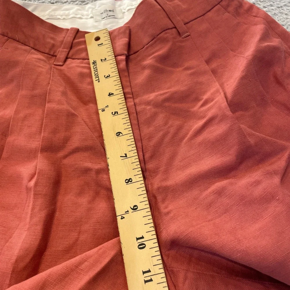 Wilfred Aritzia Effortless Linen Pants Women 0 Pink Wide Leg High Rise Pleated